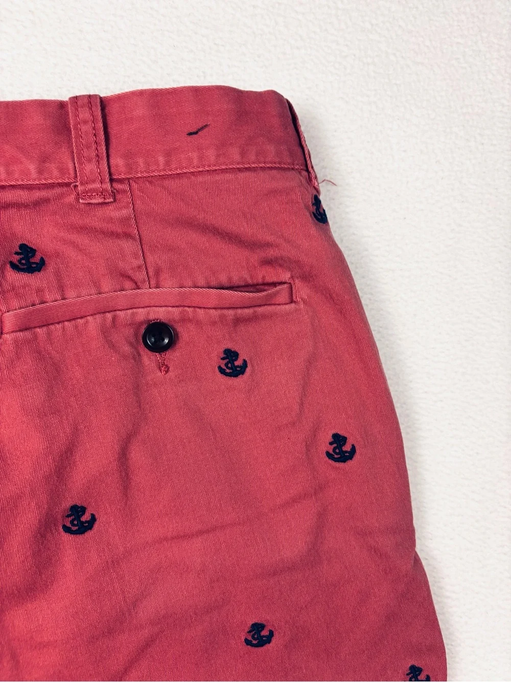 J.Crew Men’s Salmon Stretch Chino Anchor Embroidered Shorts Nautical Preppy (33)